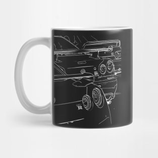 Skyline R32 R33 R34 GTR Wireframe White Mug